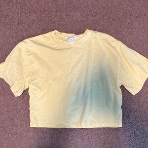 Athleta Light Yellow Short Sleeve Tee